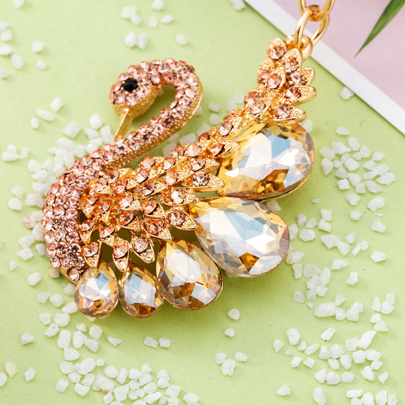 Wholesale Crystal Swan Creative Diamond Inlaid Alloy Keychains